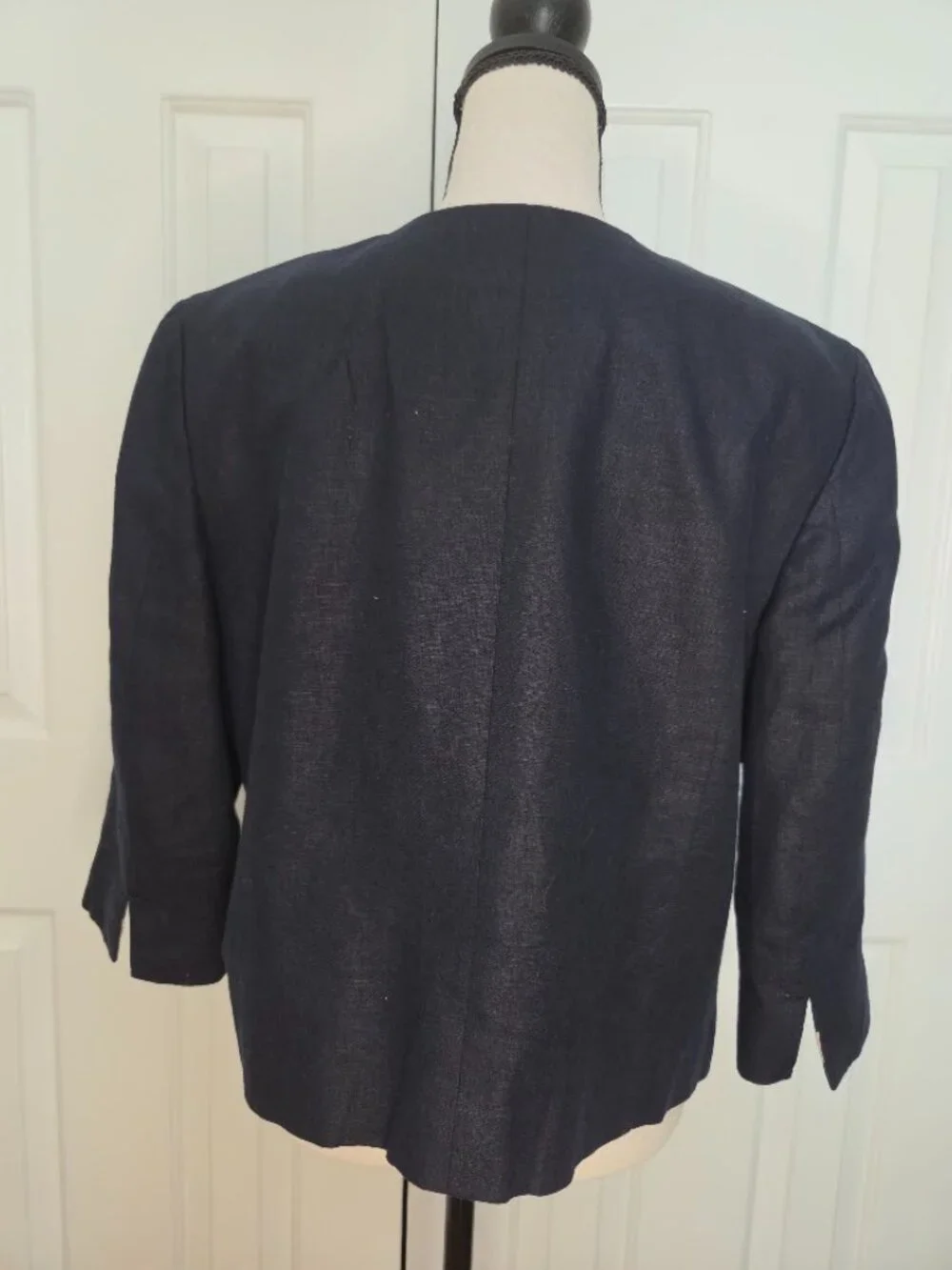 J.Crew Baird McNutt Irish Linen Navy Collarless Blazer Size 14